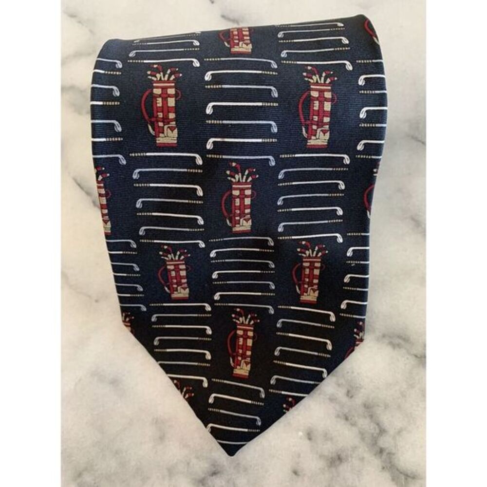 Resilio 100% Silk Golfer Golf Bag Club Geometric Tie Made In USA